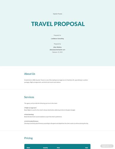 Travel Proposal 20 Examples Format Pdf Tips