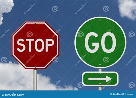Go and Stop Message on Green Street Sign Stock Image - Image of traffic ...