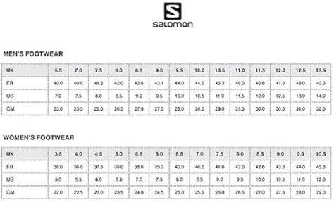 Festival Lesen Elektrisch salomon boots size chart Pumpe Irgendein ...