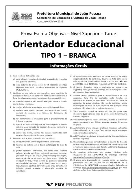 PDF Prova Escrita Objetiva Nível Superior Tarde Orientador