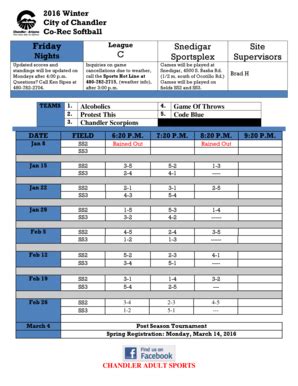 Fillable Online Chandleraz Corec Softball Chandleraz Fax Email Print