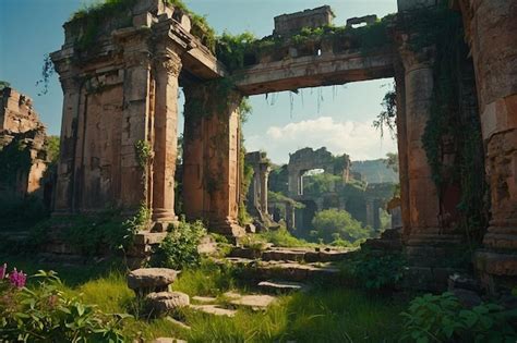 Premium Photo Ancient Ruins Surrounded By Overgrown Vegetation