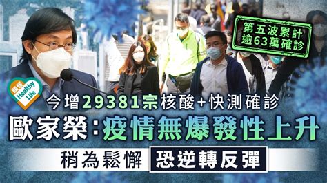 新冠肺炎︳今增29381宗核酸快測確診 歐家榮：疫情無爆發性上升 稍為鬆懈恐逆轉反彈 晴報 健康 呼吸道疾病 D220311