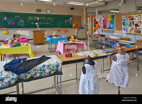 Home Economics Classroom Vocational High School Near Tokyo Japan Stock