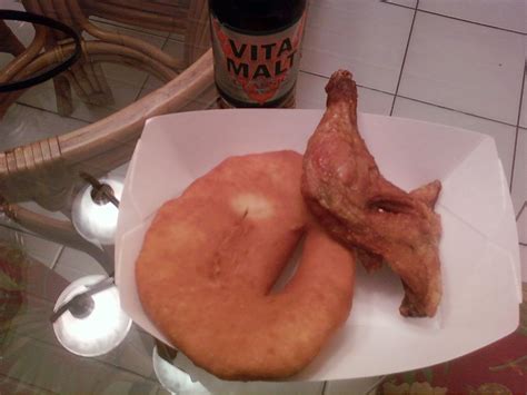 Chicken Leg And Johnny Cake With A Vita Malt On The Side Caribbean