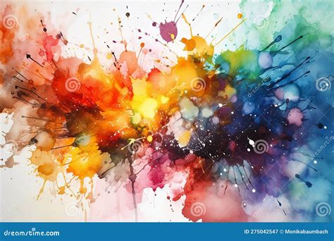 Colorful Abstract Watercolor Splash Painting Generative Ai Stock