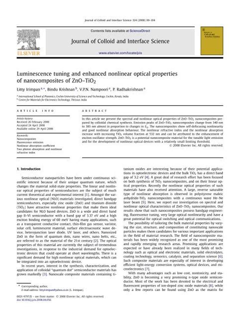 Journal Of Colloid And Interface Science Luminescence Tuning And