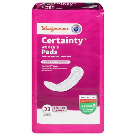 Walgreens Certainty Incontinence Pads 6 Drop Ultimate Absorbency Regular Length Walgreens