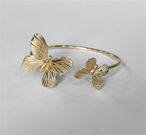 Gold Butterfly Cuff Bracelet Dainty Butterfly Bracelet Brass Etsy