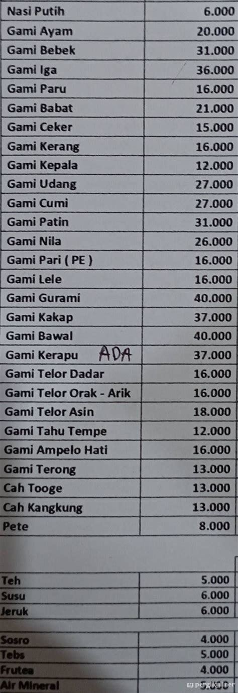 Selalu Diperbarui Menu Sambal Gami Bu Sum Pucang Sewu Surabaya