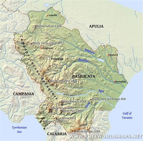 Basilicata Physical Map