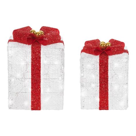 Home Accents Holiday 2 Piece Twinkling LED Gift Boxes Holiday Yard