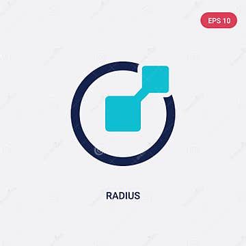 Two Color Radius Vector Icon from Geometry Concept. Isolated Blue Radius Vector Sign Symbol Can ...