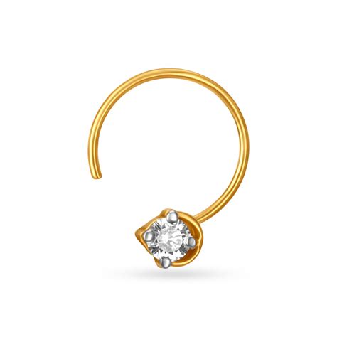 Round Gold And Diamond Nose Pin