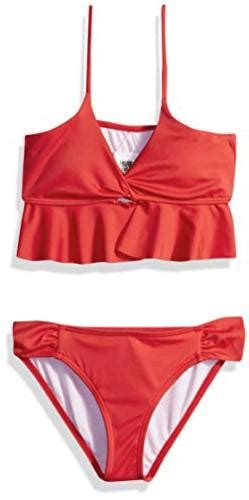 Billabong Girls Girls Sol Searcher Ruffle Bikini Set Sunset Red 10