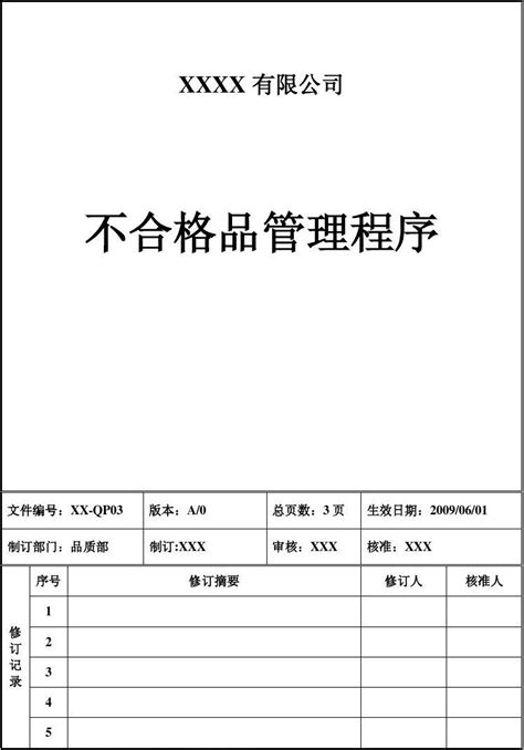 不合格品管理程序word文档在线阅读与下载免费文档