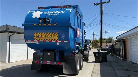 Republic Services Side Loader Garbage Trucks In My Alley Youtube