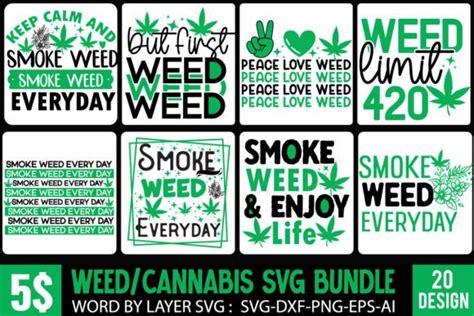 Weed Svg Bundle Cannabis Svg Bundles Graphic By Ranacreative