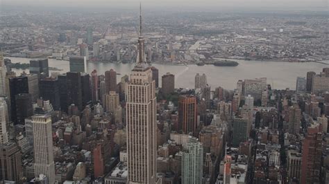 K Stock Footage Aerial Video Flying By The Empire State Building