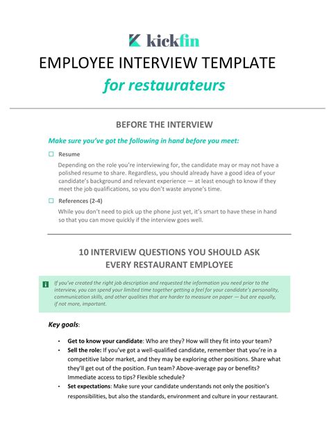 Free Printable Interview Templates [sample Questions] Employers Managers