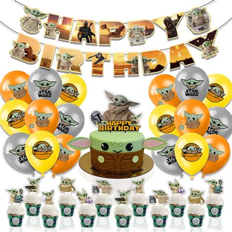 Buy Pcs Baby Yoda Birthday Decorations Baby Yoda Birthday Kit