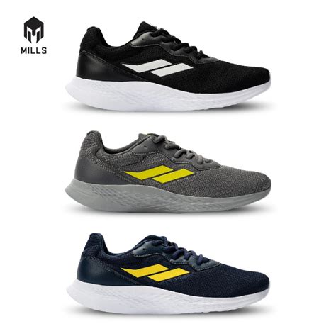 Mills Sepatu Laru Running Shoes Specter Dk Grey Neon 9101405