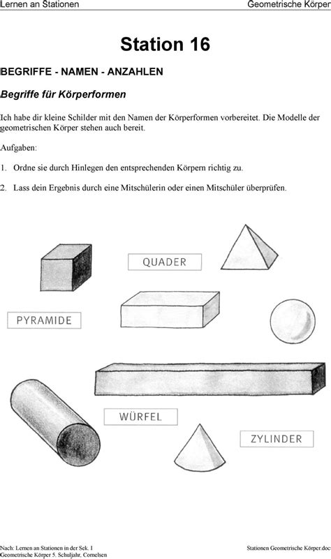 Geometrische Körper Eigenschaften Übersicht Eigenschaften Von Korpern