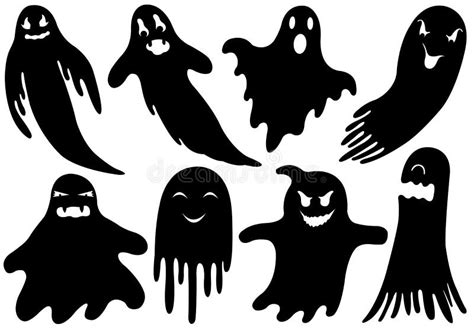 Scary Ghosts Design Halloween Characters Icons Set Stock Vector