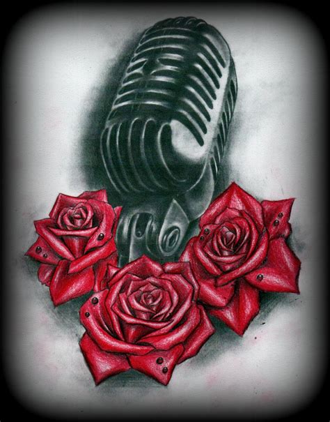 Old Microphone And Roses Tattoo Design By Calebslabzzzgraham On Deviantart