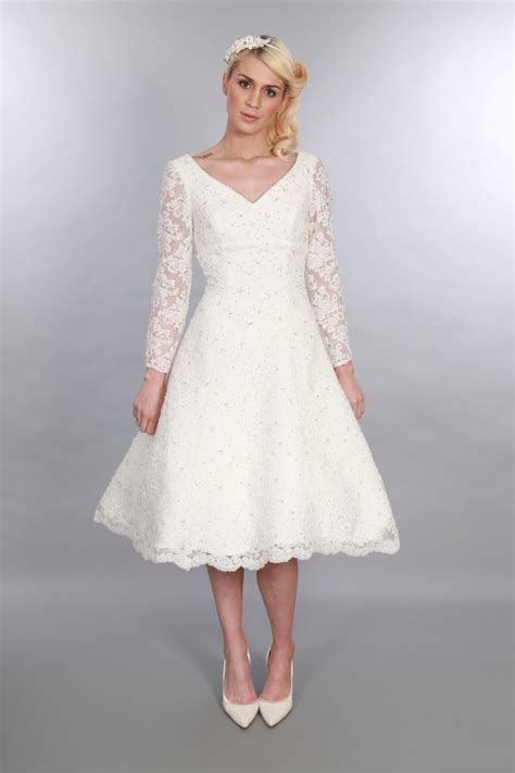 25 Of The Most Beautiful Tea Length Short Wedding Dresses With Sleeves