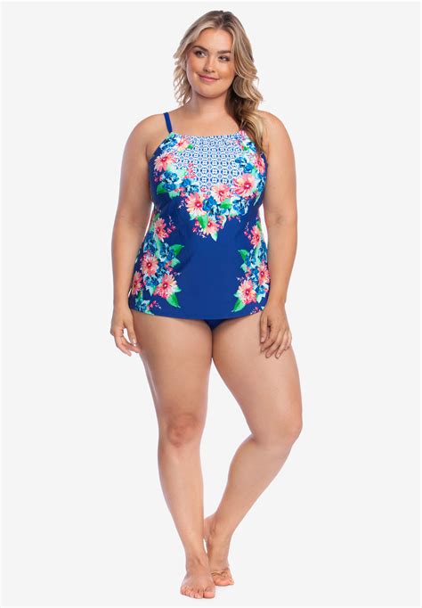 High Neck Tankini Top By 24th And Ocean Woman Within