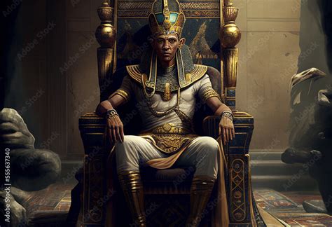 Egyptian Pharaoh Sitting In Background Stock Illustration Adobe Stock