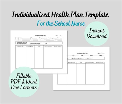 School Nurse Printable Health Template Individualized Health Plan