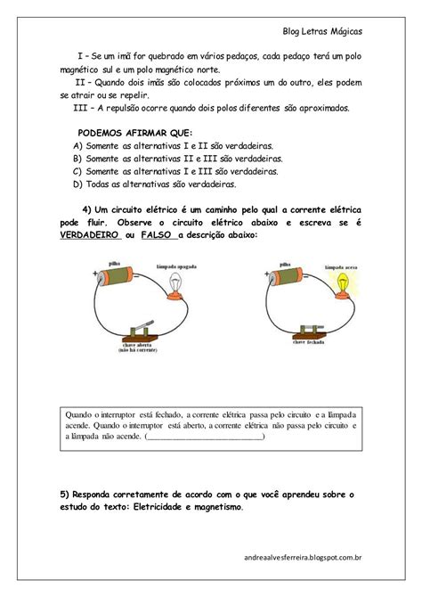 Atividade Sobre Eletricidade 8 Ano