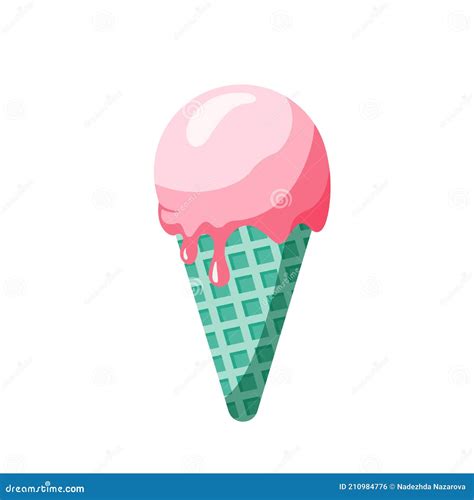 Helado En Brillante Estilo De Dibujos Animados Icecream Vector En