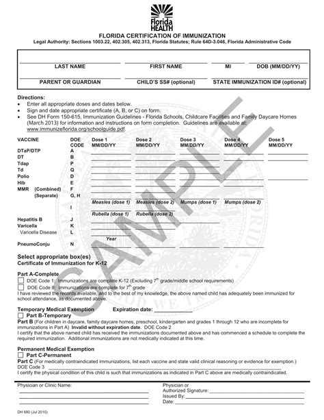 Florida Medical Exemption Vaccine Pdf Form Formspal