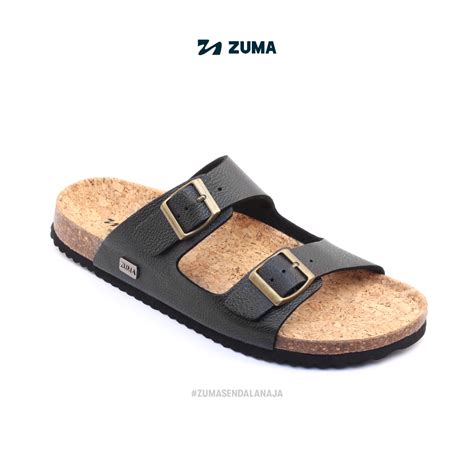 Jual Zuma Men Luca 1 Black Sandal Slop Pria Karet Slip On Polos Hitam