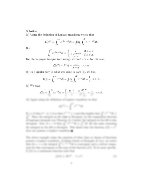 Solution Laplace Transforms Theory Problems And Solutions Studypool