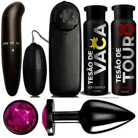 Kit Sex Shop Preto Vibrador Feminino Ponto G Massageador Bullet