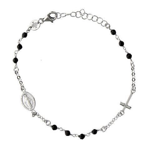 Armband Von Agios 925er Silber Rhodiniert Schwarze Natursteine