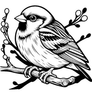 Sparrow On A Tree Coloring Page Lulu Pages