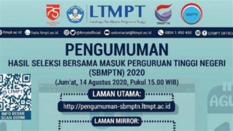 Pengumuman UTBK SBMPTN 2020 Akses Link Sbmptn Ltmpt Ac Id Berikut