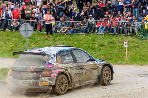 Mauro Miele Driving His Skoda Fabia Rally Car Croatia Wrc Rally In