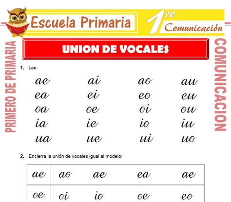 Las Vocales Para Primero De Primaria Escuela Primaria