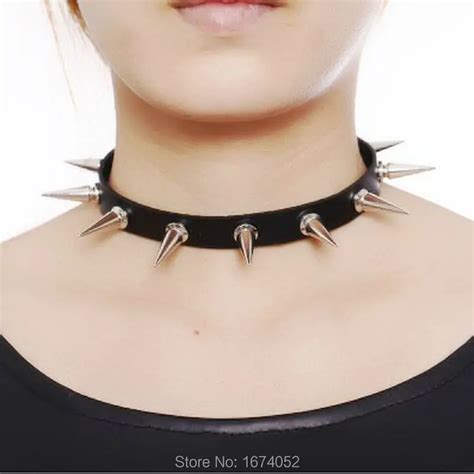 Women Girl Punk Gothic 100 Handcrafted Long Spiked Collar Spiked