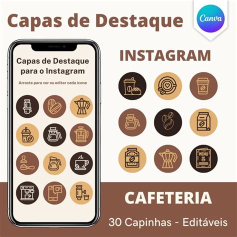 Pack Canvas Cafeteria Capas Destaques Para Instagram Elo7