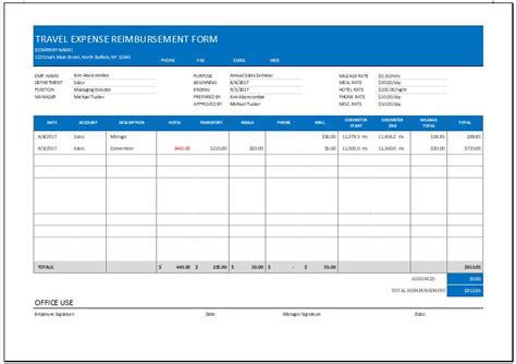 Expense Reimbursement Form Templates for Excel | Word & Excel Templates