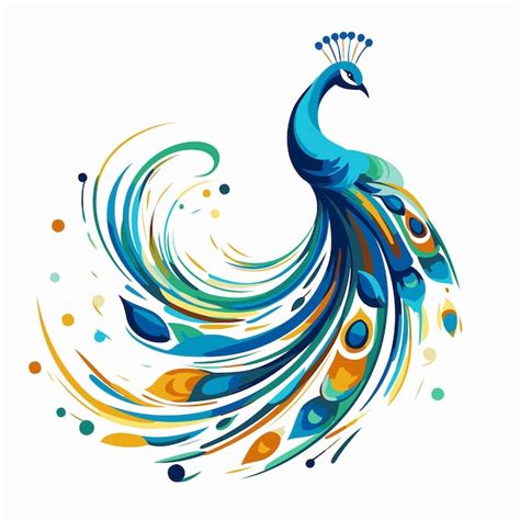 Premium Vector Peacock In Blue And Yellow Colors On White Background