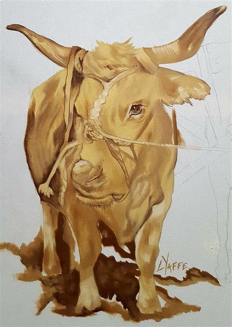 Oxen On Yoke In Progress Painting By Loraine Yaffe Fine Art America