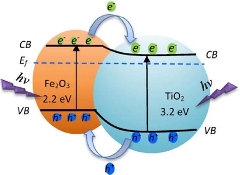 Schematic Diagram Of Charge Transfer In The Photoexcited TiO 2 Fe 2 O